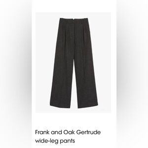 Frank & Oak Gertrude wide leg wool pant size 6
